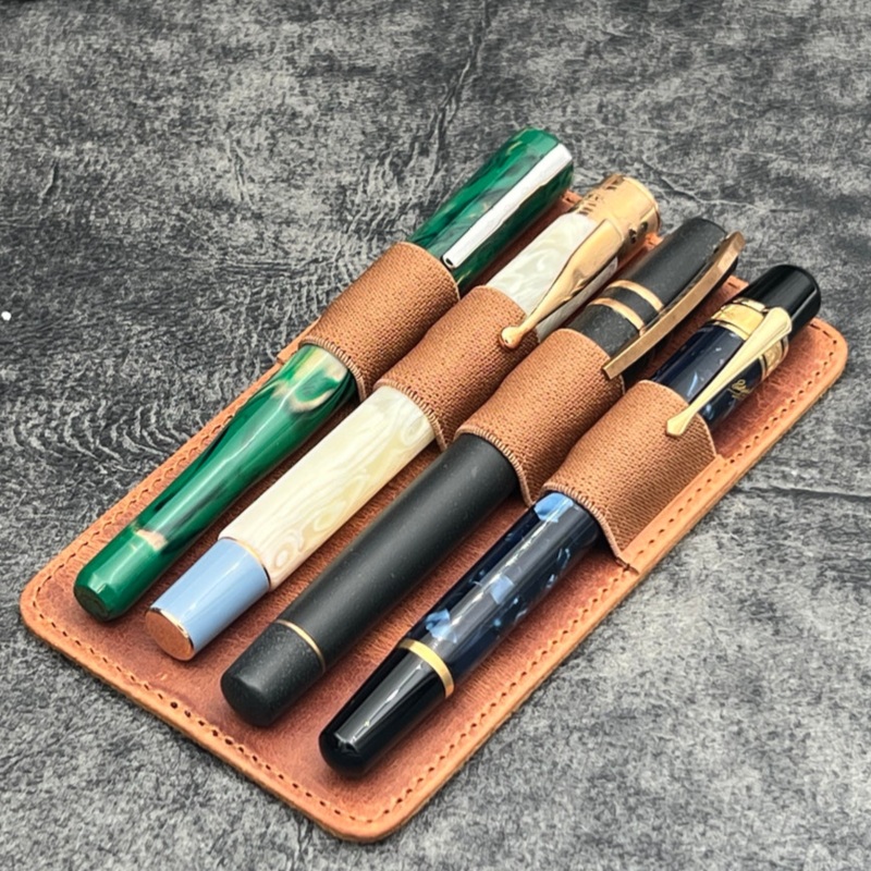 Galen Leather 4 Slot Replacement Pen Holder – Crazy Horse Forest Green