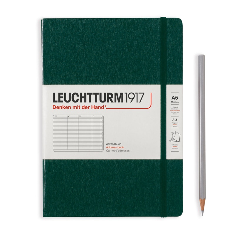 Leuchtturm1917 A5 Medium Hardcover Address Book – Forest Green