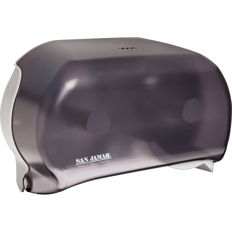 San Jamar Dual Roll Tissue Dispenser – Roll Dispenser – 2 x Roll – 12.8″ Height x 12.2″ Width x 5.7″ Depth – Plastic – Black Pearl – Ergonomic, Hygienic, Translucent, Compact, Contemporary Style, Durable, Break Resistant, Anti-bacterial – 1 Each