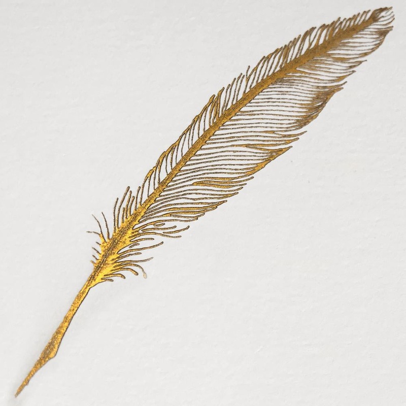 The Pleasure of Writing Engraved Cards – Gold Feather (6ct)