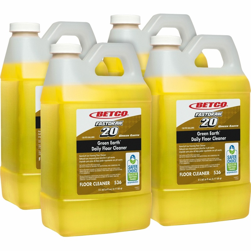 Betco Green Earth Daily Floor Cleaner – For Floor – Concentrate – 67.6 fl oz (2.1 quart) – Deodorize, Fragrance-free – Yellow Bottle – 4 / Carton