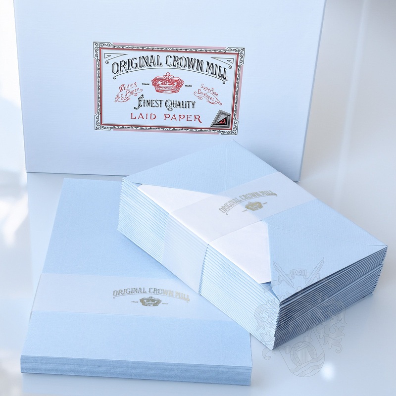 Classic Laid Note Card Presentation Boxes A5 | Original Crown Mill Blue