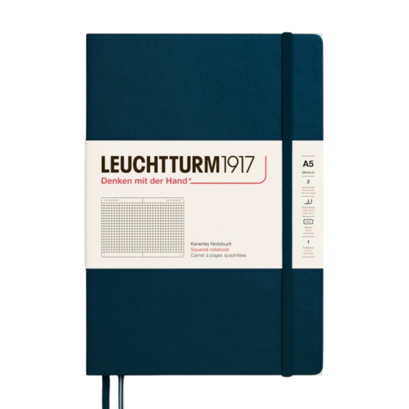 Leuchtturm1917 A5 Medium Hardcover Notebook – Squared / Deep Sea