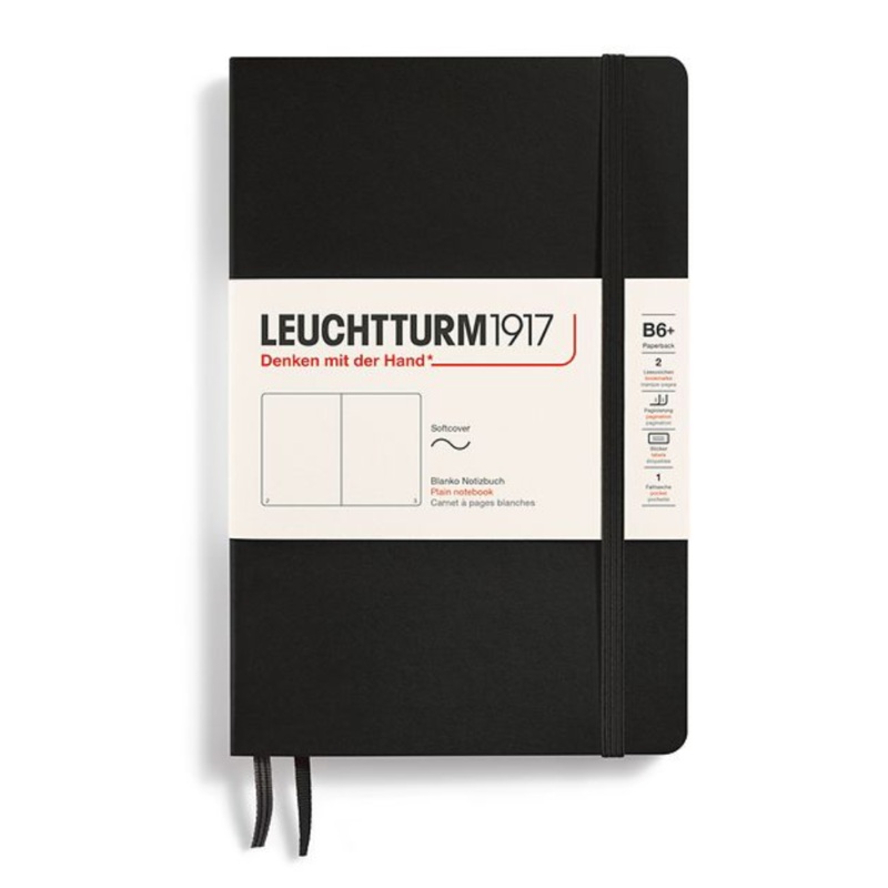 Leuchtturm1917 B6+ Paperback Softcover Plain Notebook – Black