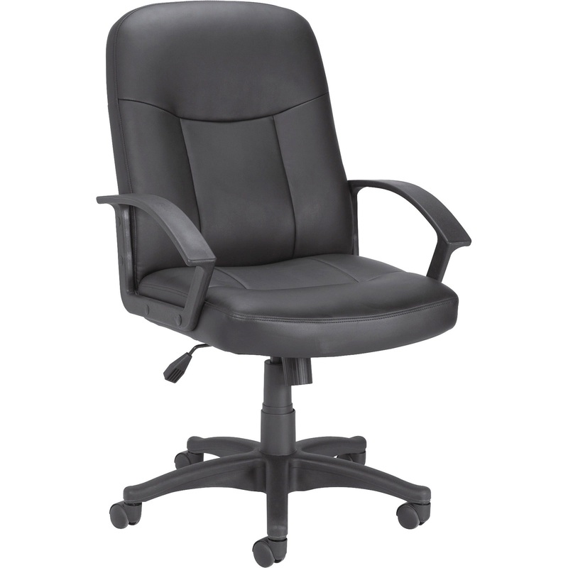 Lorell Managerial Mid-back Chair – Black Frame Color – 5-star Base – Black – Bonded Leather – 1 Each