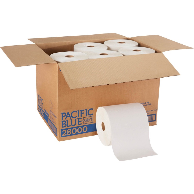Pacific Blue Select Premium Paper Towel Roll – 2 Ply – 7.87″ Width x 350 ft Length – White – Paper – 12 / Carton