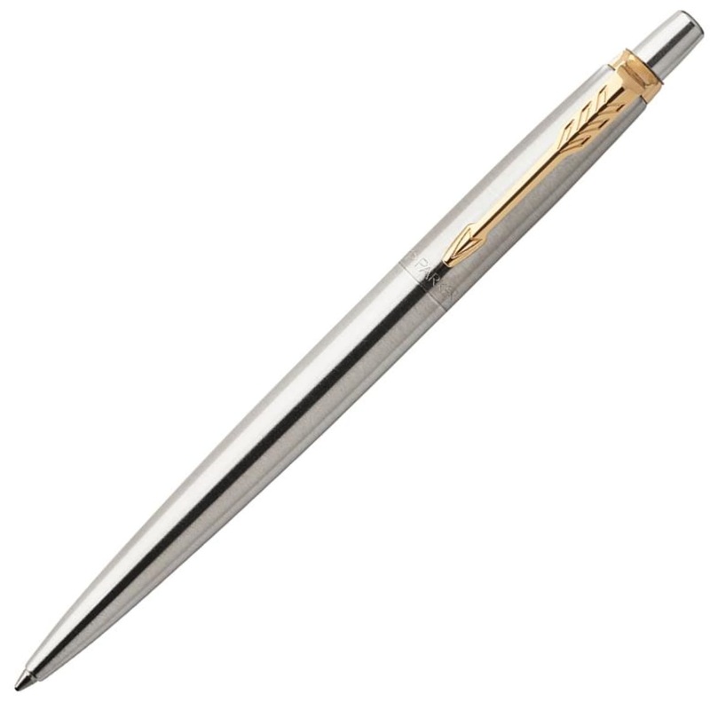 Parker Jotter Ballpoint Pen in Stainless Steel with Gold Trim
