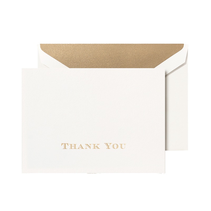 Crane 3 13/16″ x 5 3/16″ Cards & Envelopes 10pk – Gold Thank You