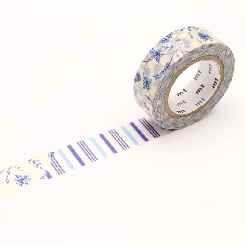 MT EX Washi Tape Flower Dark Blue R