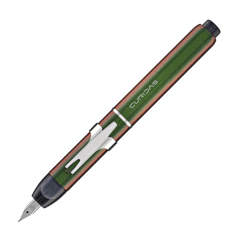 Platinum Curidas Retractable Stone Sphene (Green) Fountain Pen Fine
