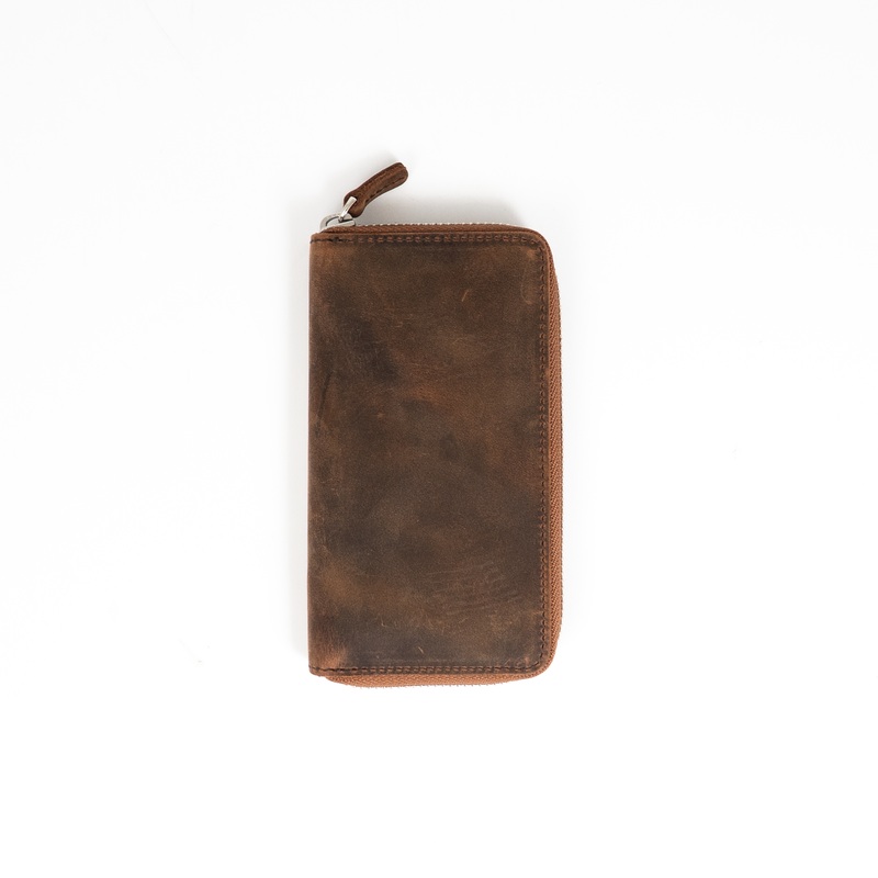 Galen Leather 3 Slot Zippered Pen Case – Havana Brown