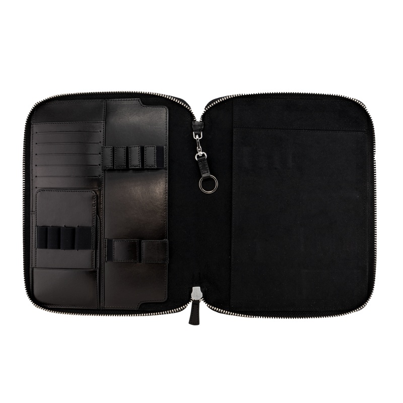 Galen Leather Co. Zippered B5 Notebook Folio- Black