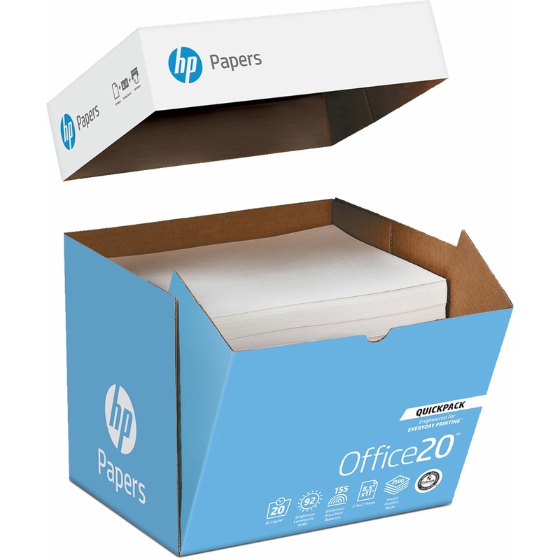 HP Papers Office20 Paper – QuickPack (loose sheets) – White – 92 Brightness – Letter – 8 1/2″ x 11″ – 20 lb Basis Weight – Acid-free – White – 2500 / Carton