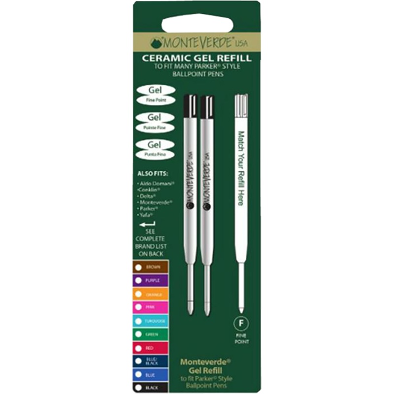 Monteverde Capless Ceramic Gel Parker Style Ballpoint refill Black Fine