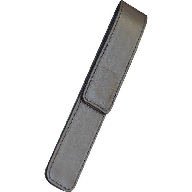 Pen Boutique Yak Leather Single Pen Box – Tan – Magnetic closure