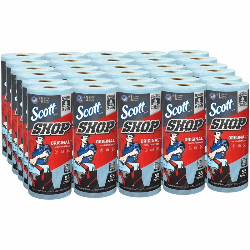 Scott Original Shop Towels – 1 Ply – 55 Sheets/Roll – Blue – 30 / Carton