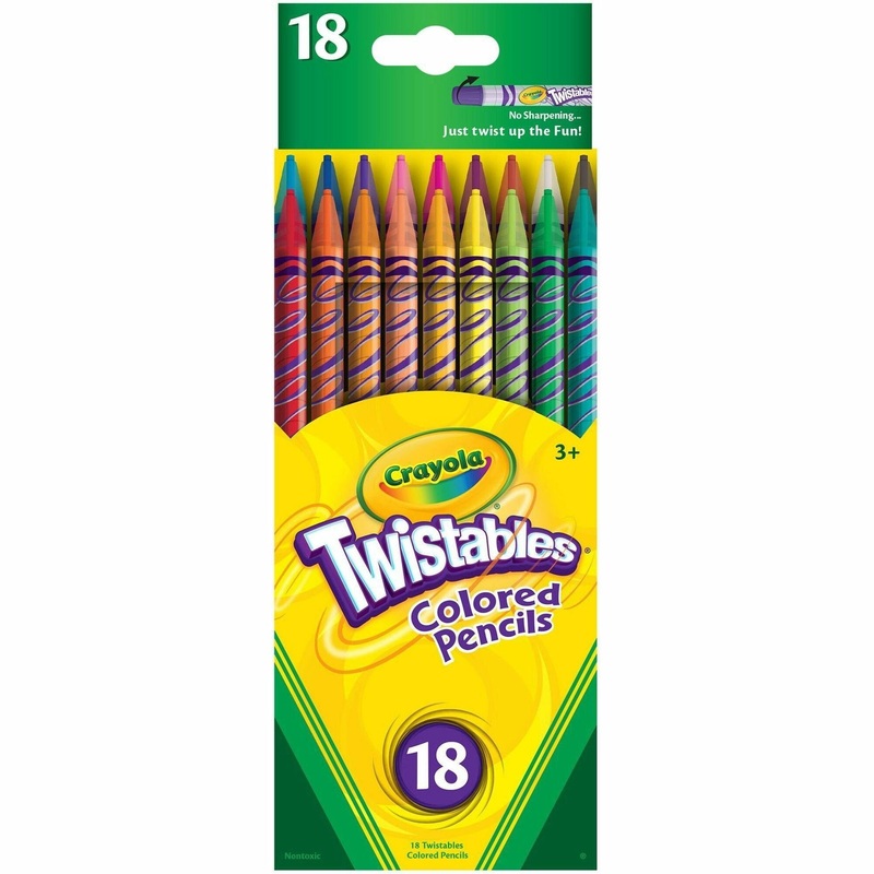 Crayola Twistables Colored Pencils – Assorted Lead – Clear Plastic Barrel – 18 / Set