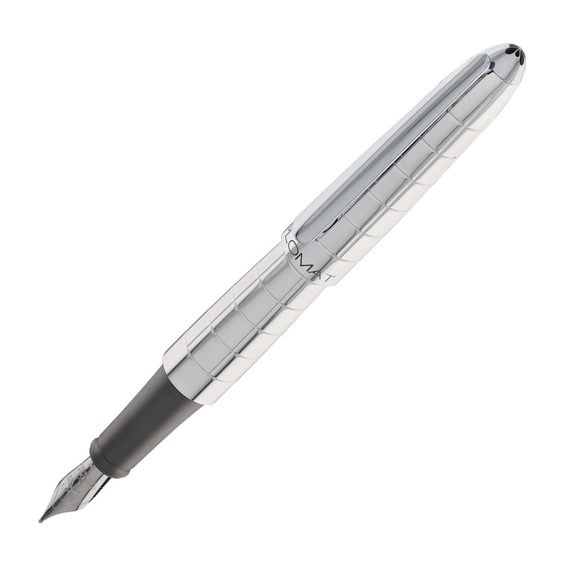 Diplomat Aero Fountain Pen in Rhomb Broad Stainless Steel