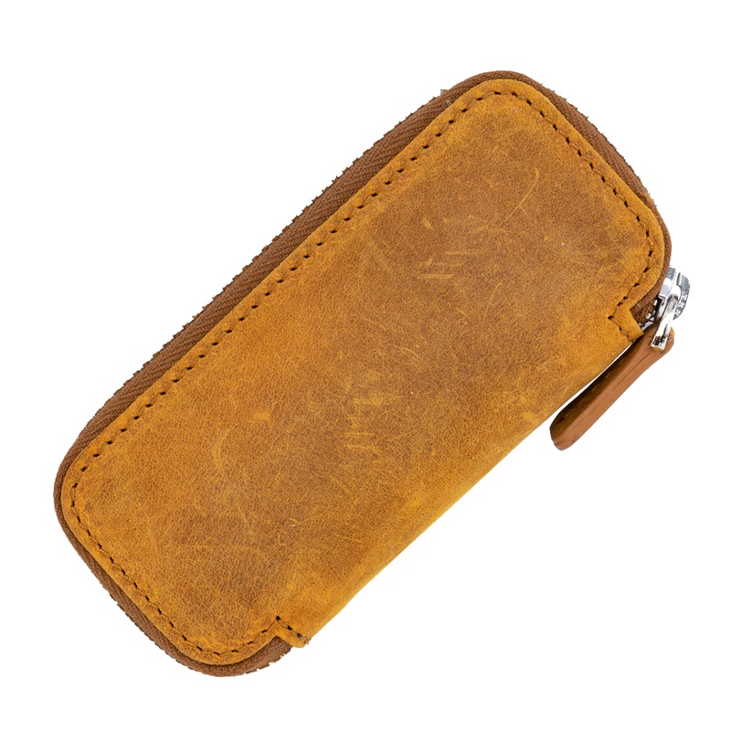 Galen Leather Co. Zippered Double Pen Case For Kaweco – Crazy Horse Brown