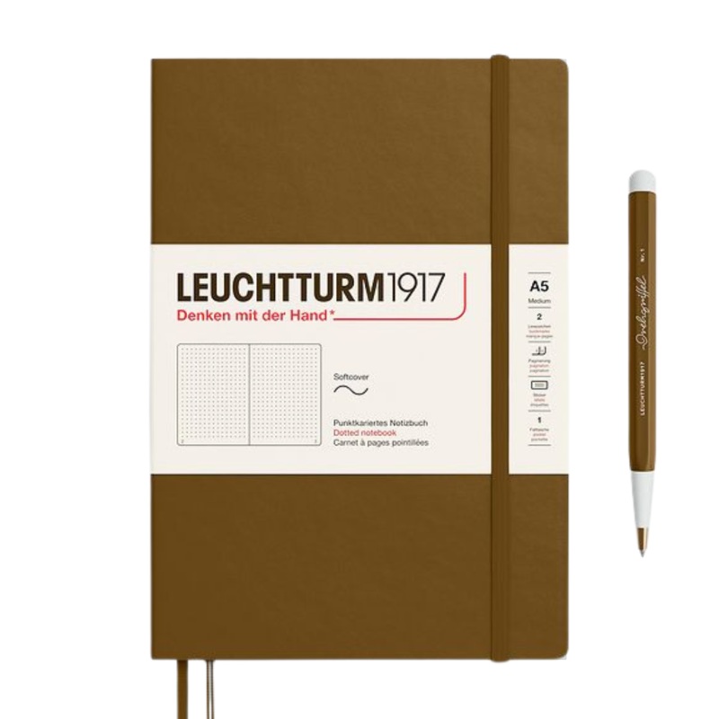 Leuchtturm1917 A5 Medium Softcover Notebook – Dotted / Spice Brown