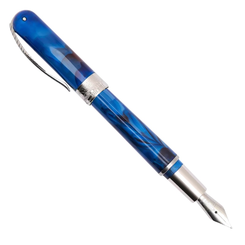 Pineider Avatar UR Mini Red Blue Solidate Palladium Trim Fountain Pen F
