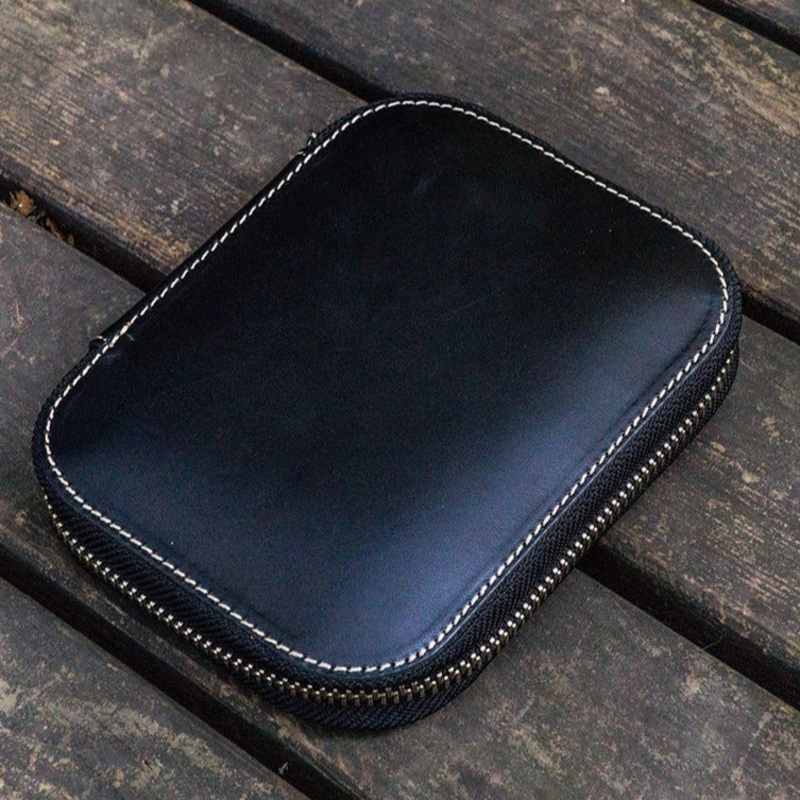 Galen Leather 10 Slot Zippered Pen Case – Black