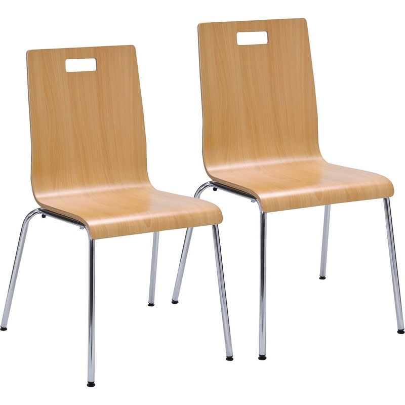 Lorell Bentwood Cafe Chairs – Steel Frame Material – Natural – Plywood, Bentwood – 2 / Carton