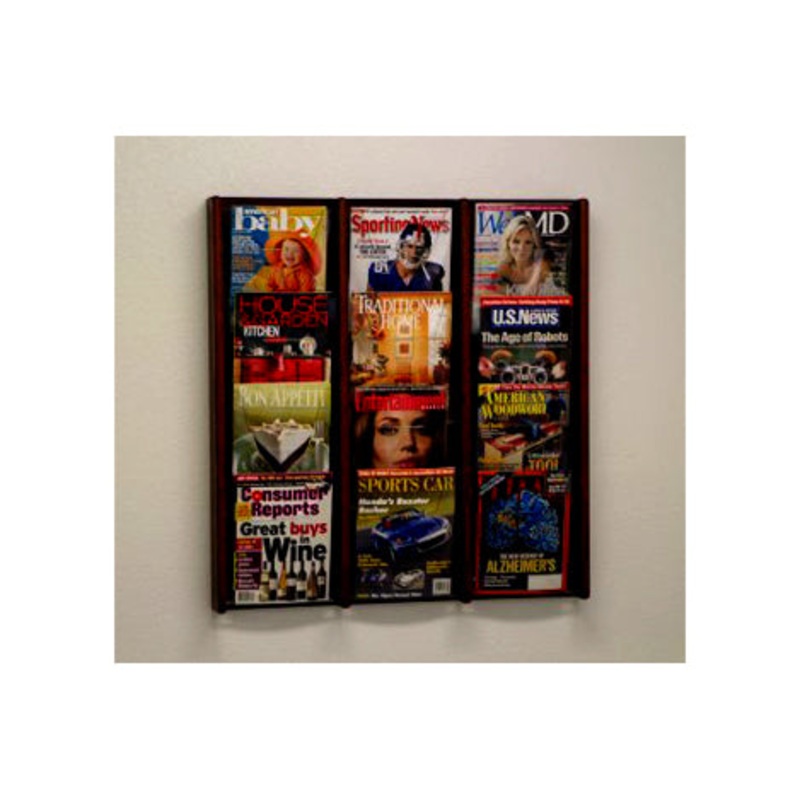 12 Pocket (3Wx4H) Acrylic & Oak Wall Display Light Oak