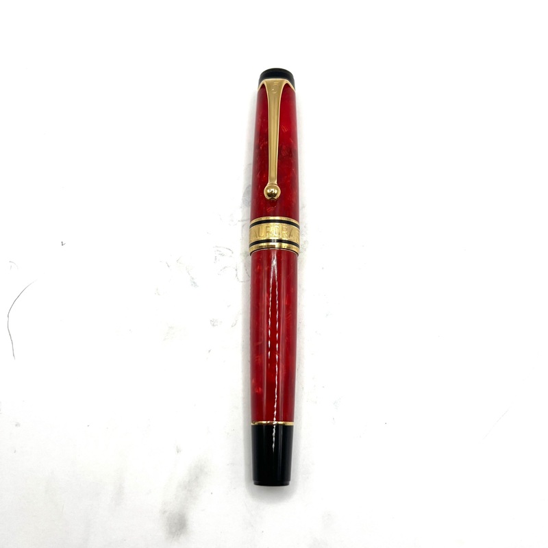Aurora 75th Anniversary Optima Red Marble Auroloide Limited Edition Fountain Pen – Fine 18kt Gold Nib