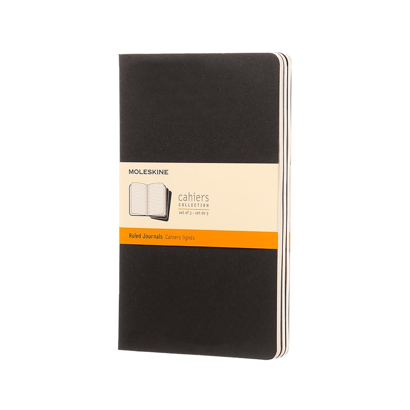 Moleskine Large Softcover Cahier Ruled Journal – Black (Set of 3)