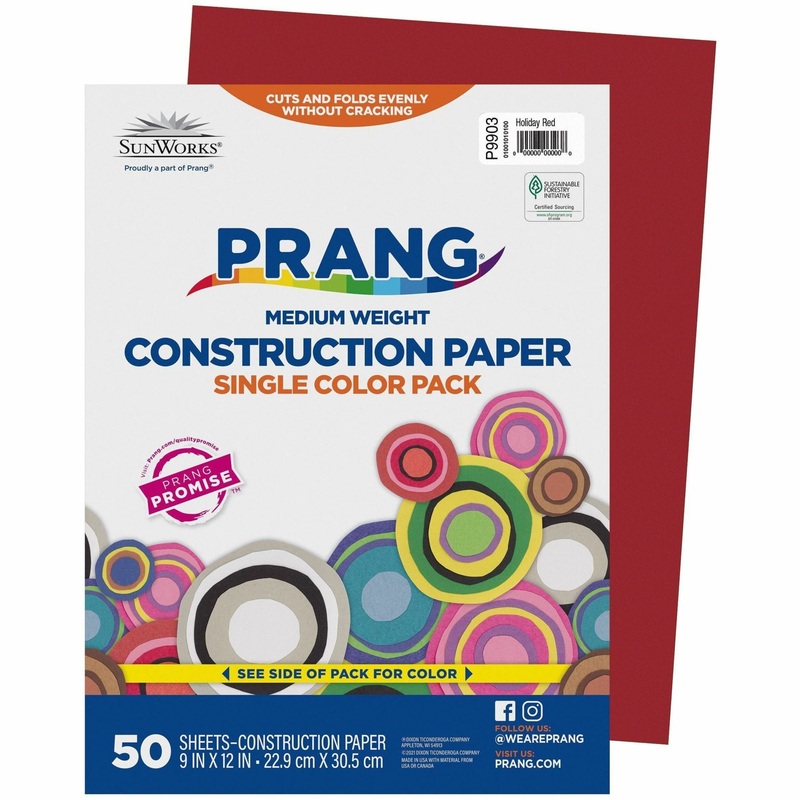 Prang Construction Paper – Multipurpose, School Project, Art Project, Paper Crafting, Craft Project – 9″ x 12″ – 78 g/m Grammage – Holiday Red – Groundwood – 50 / Pack