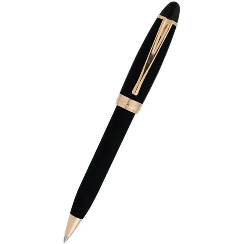 Aurora Ipsilon Ballpoint Pen – Satin Black – Rose Gold Trim