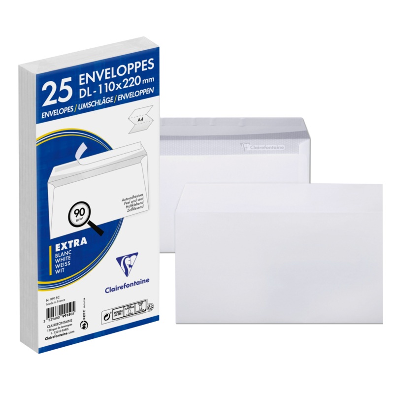 Clairefontaine #9915 Triomphe Self-Sealing Tissue Lined Envelopes (4.375 x 8.625) (25 ea)