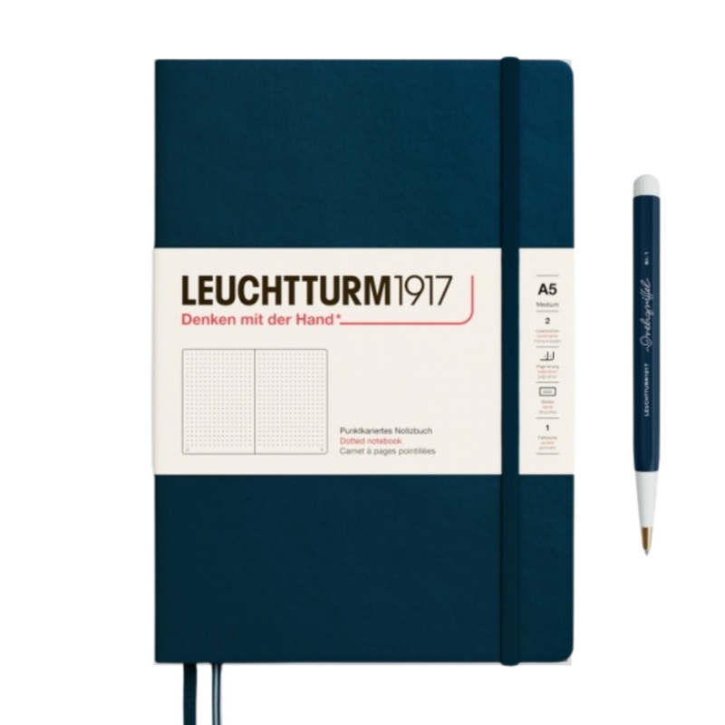Leuchtturm1917 A5 Medium Hardcover Notebook – Dotted / Deep Sea