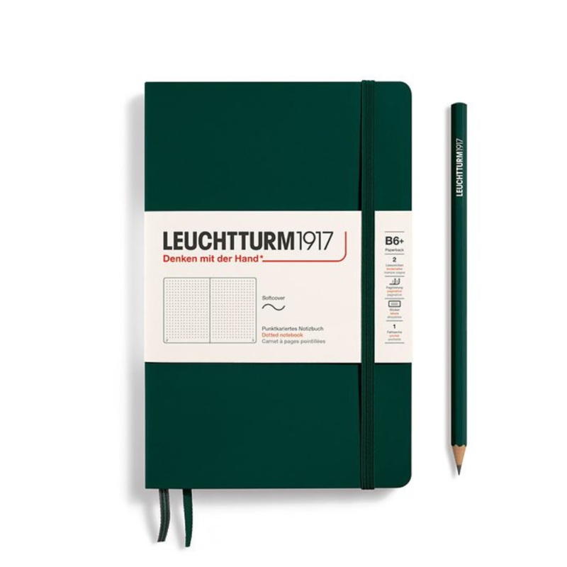 Leuchtturm1917 B6+ Softcover Paperback Notebook – Dotted / Forest Green