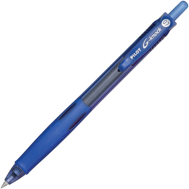 Pilot BeGreen G-Knock Retractable Gel Ink Pens – 0.7 mm Fine Pen Point – Refillable – Retractable – Blue Ink – Gel-based – Blue Barrel – 1 Dozen
