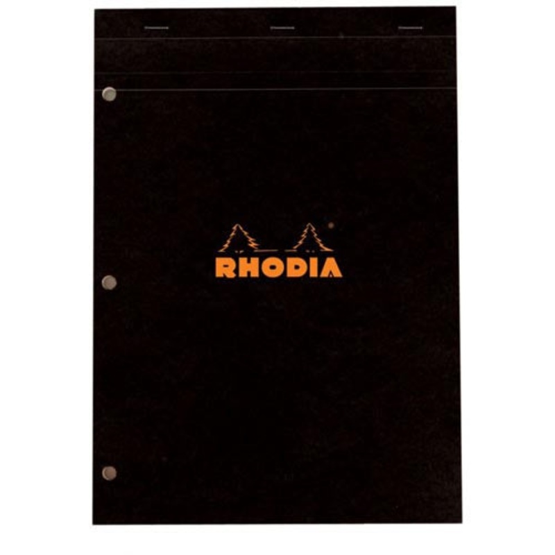 Rhodia Classic Pads Black Lined w /Margin 3 Holes Punched 8 1/4 in. x 11 3/4 in.