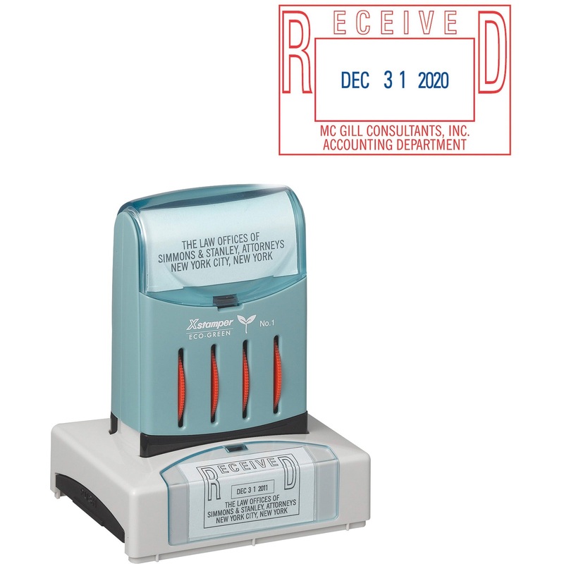 Xstamper Custom VersaDater Stamp – Custom Message/Date Stamp – 1.31″ Impression Width x 2.12″ Impression Length – 50000 Impression(s) – Recycled – 1 Each