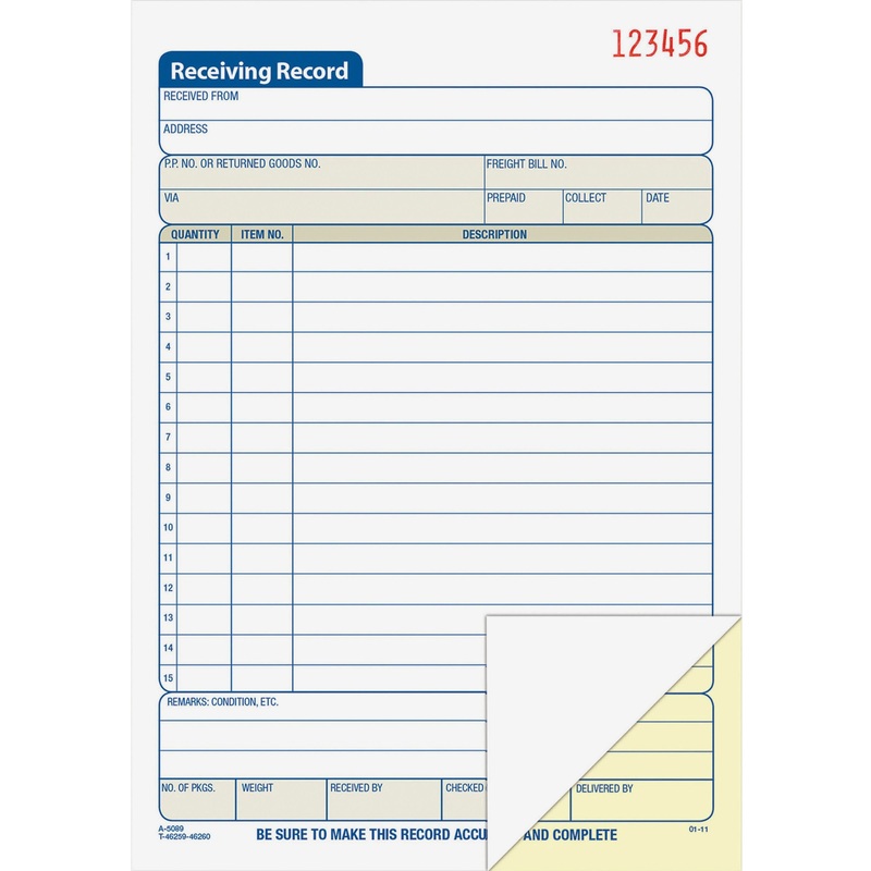 Adams Carbonless Receiving Record Book – 50 Sheet(s) – 2 Part – Carbonless Copy – 5.56″ x 8.43″ Sheet Size – White – 1 Each
