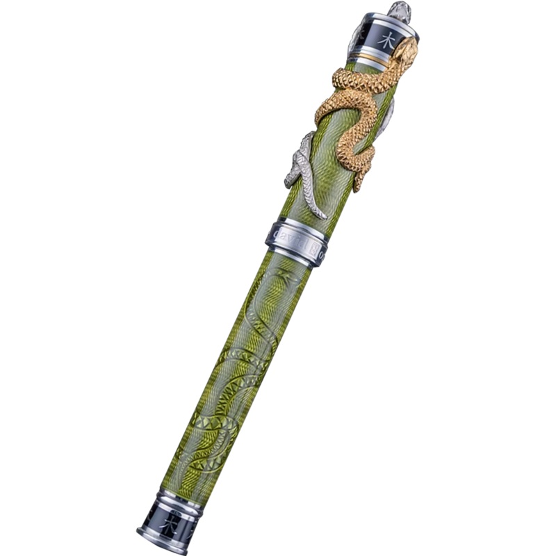 David Oscarson Green Wood Snake Rollerball Pen – New Moss (Limited Edition)