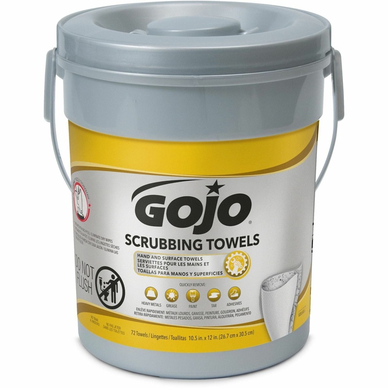 Gojo Scrubbing Towels – 10.50″ Width x 13″ Length – White – 72/Tub – 1 Each