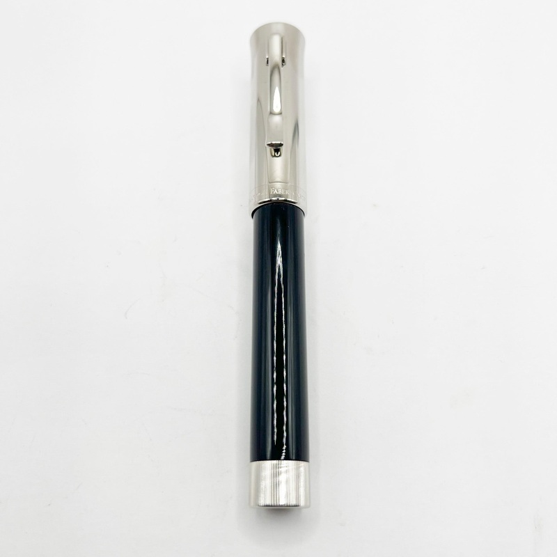 Graf von Faber Castell Intuition Fountain Pen – Chrome Cap/Black Smooth Resin Barrel – Fine 18kt Gold Nib