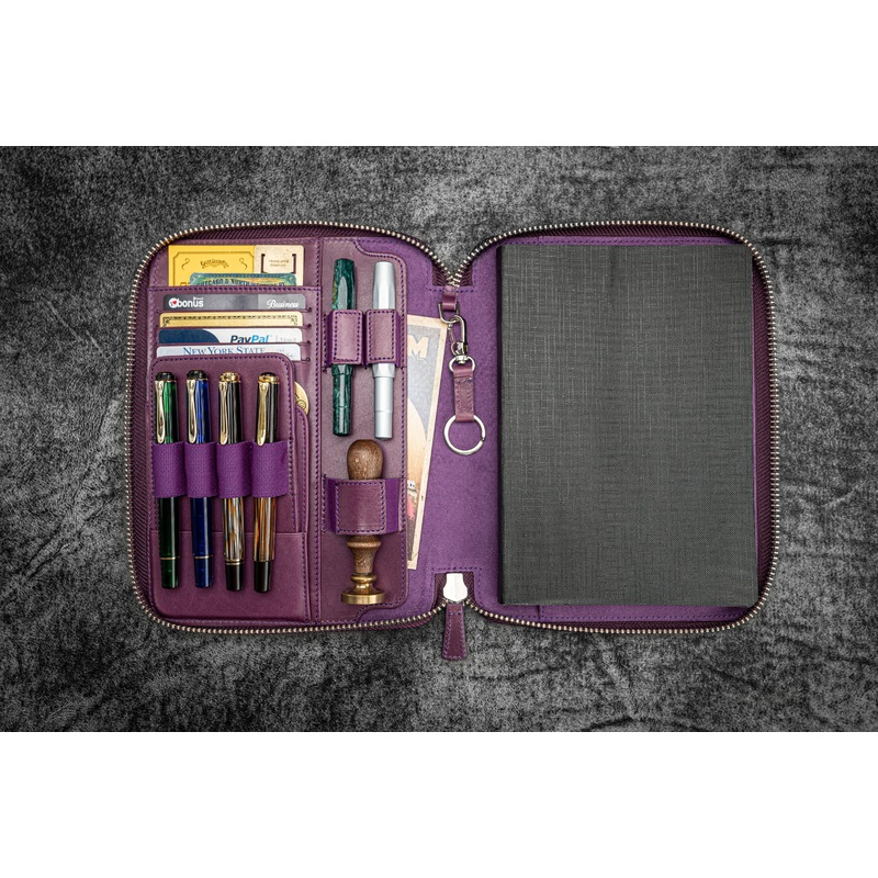 Leather Zippered A5 Leuchtturm1917  Notebook Folio – Purple
