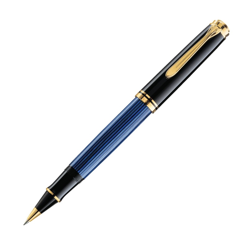 Pelikan R800 Souveraen Black/Blue Rollerball Pen With Gold 997668