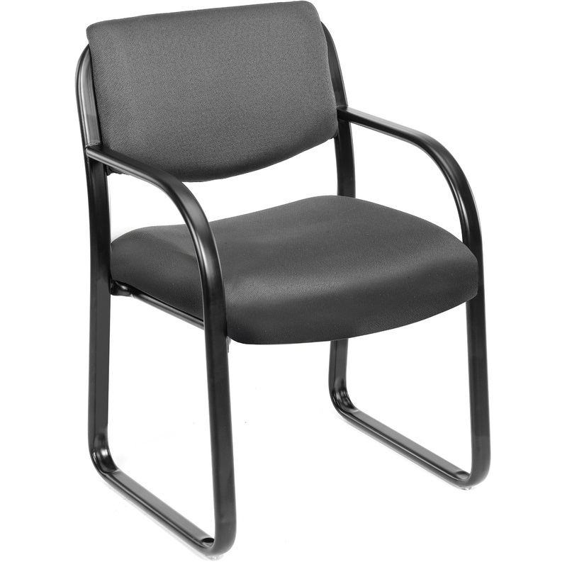 Boss Guest Chair – Gray Seat Color – Fabric Seat Material – Black Frame Color – Metal Frame Material – Sled Base – 1 Each