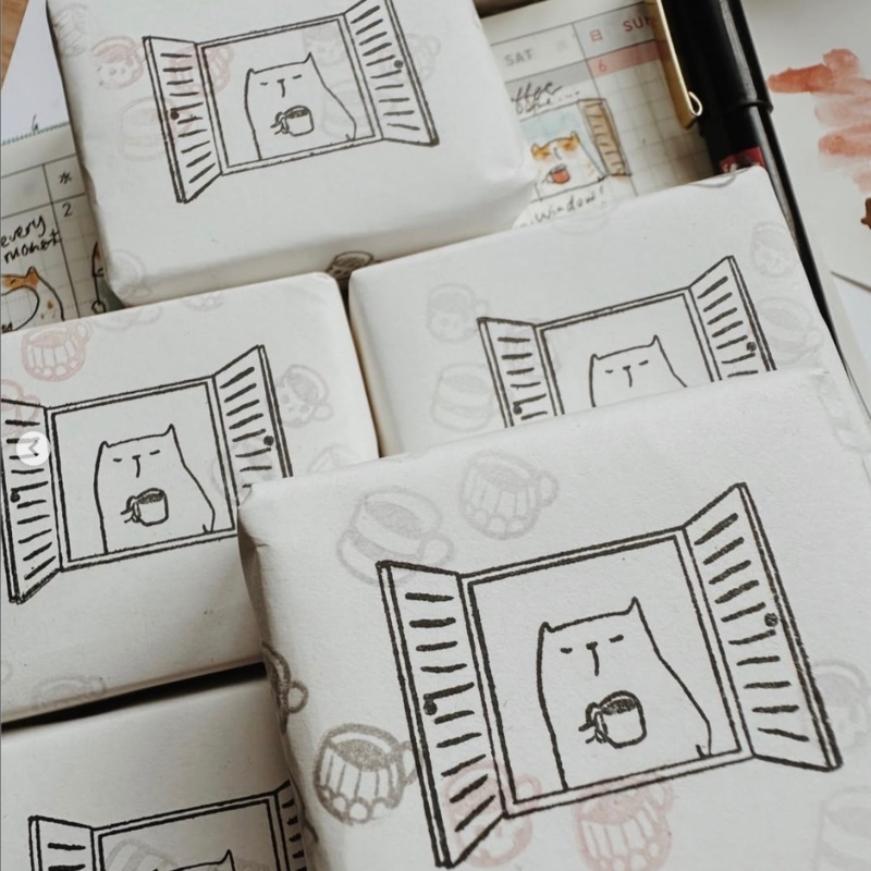 Catdoo Rubber Stamp – Coffee by the Window