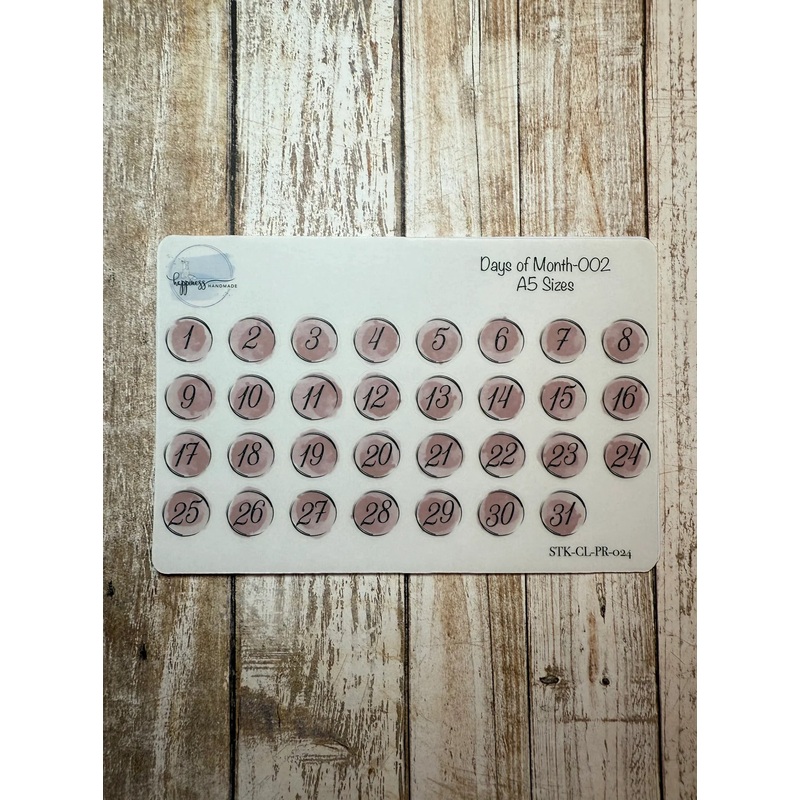 Happiness Handmade – Days of Month Sticker Sheet 002