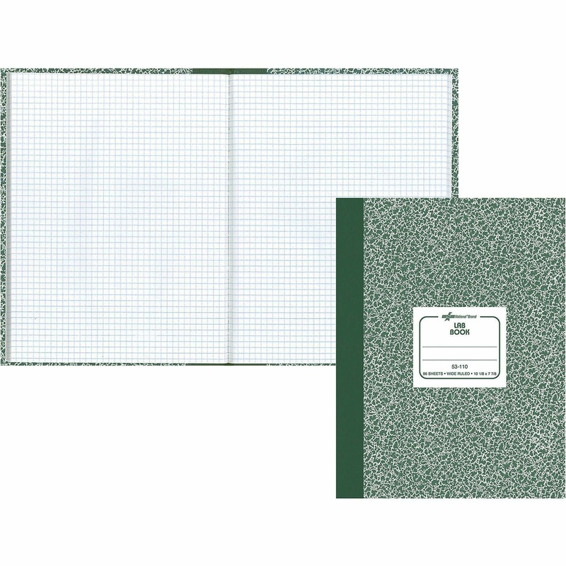 Rediform Lab Composition Notebook – 96 Sheets – Sewn – 7 7/8″ x 10 1/8″ Sheet Size – White Paper – Green Marble Cover – Recycled – 1 Each