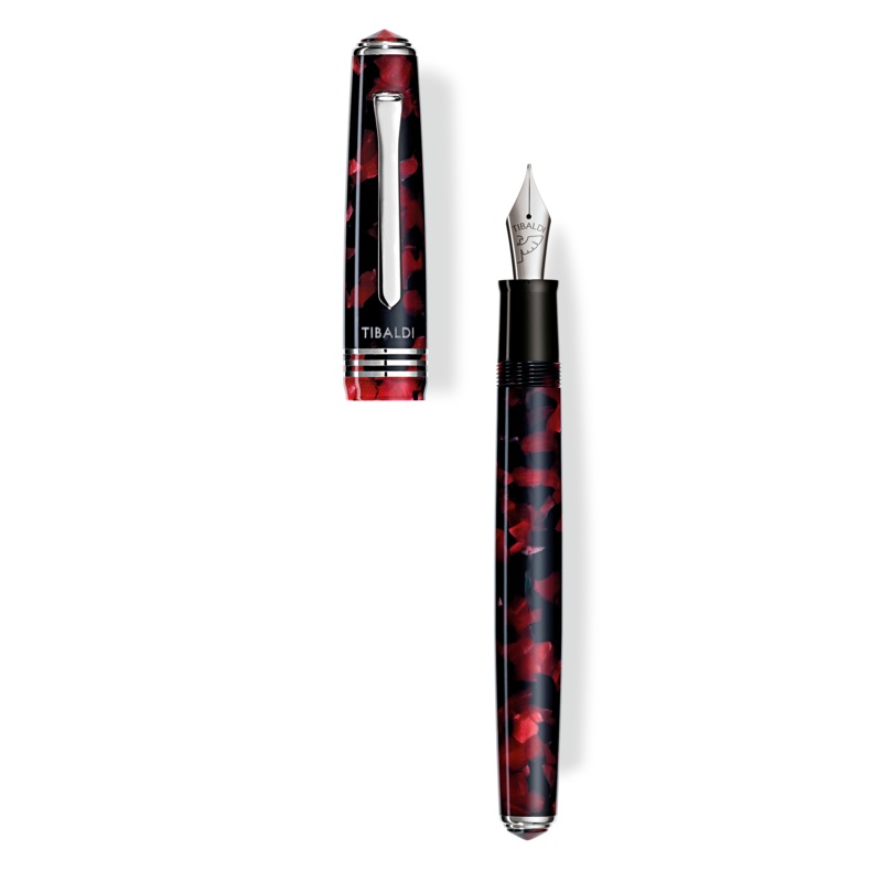 Tibaldi N60 Ruby Red Resin Fountain Pen, Palladium Trim, Medium Nib