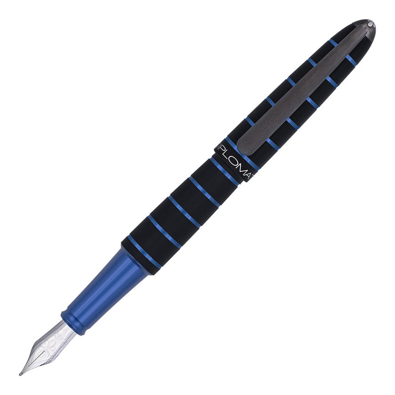 Diplomat Aero Elox Ring Blue Fountain Pen Broad